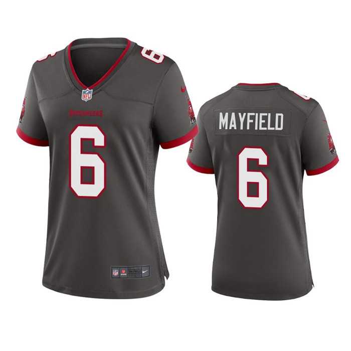 Women%27s Tampa Bay Buccanee #6 Baker Mayfield Gray Stitched Game Jersey(Run Small) Dzhi->women nfl jersey->Women Jersey